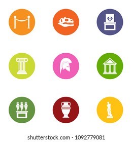 Ancient time icons set. Flat set of 9 ancient time vector icons for web isolated on white background