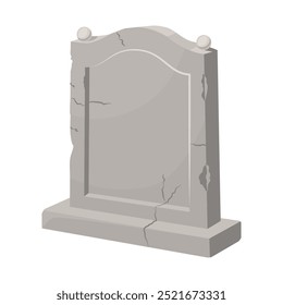 Ancient  tombstone for cemetery theme design. Autumn holiday of all saints. Halloween celebration. Funeral homes and farewell ceremonies for the dead. Vector illustration 