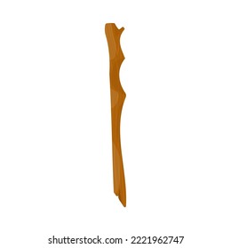 Altes Werkzeug aus Holz, Vektorgrafik. Primitive Ausrüstung aus Holz von prähistorischen Menschen oder Barbaren für die Jagd einzeln auf weißem Hintergrund. Geschichte, Konzept der Steinzeit
