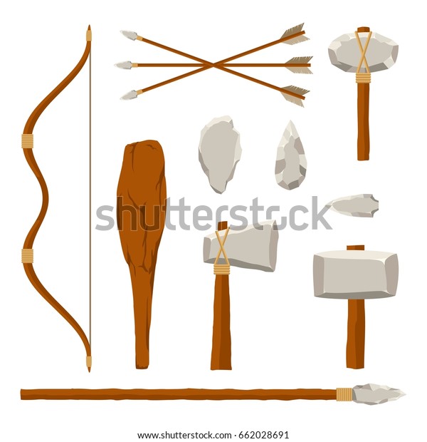 Ancient Tools Set Isolated On White Stock Vector (Royalty Free) 662028691