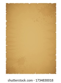 Ancient torn paper page A4, vector illsutration on white background