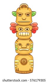 Ancient totem cartoon, vector illustration.