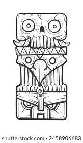 Altes Totem. Handgezeichnete Vektorillustration. Skizzieren Sie die Stilzeichnung. Kunst für Merch.