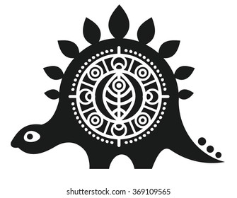 Ancient totemic tribal stylized dinosaur