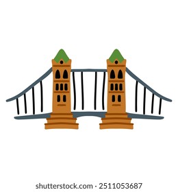 Ancient Tower Bridge with towers. England. Europe. Bridge over the river isolated on white background.
