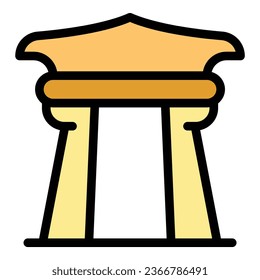 Ancient tower icon outline vector. City temple. Tokyo map color flat