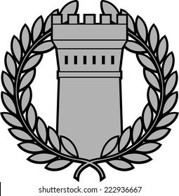ancient tower with laurel wreath. first variant. vector illustration