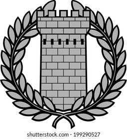 ancient tower with laurel wreath. second variant. vector illustration