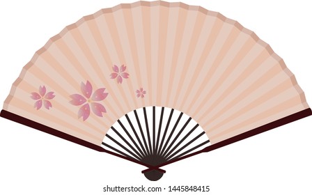 Ancient Traditional Asian Fan with Sakura On It 
