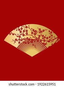 Ancient Traditional Chinese Background Template with A Fan And Wintersweet