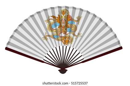 Ancient Traditional Chinese fan with Dragon