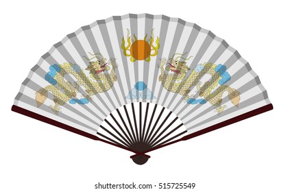 Ancient Traditional Chinese fan with Dragons