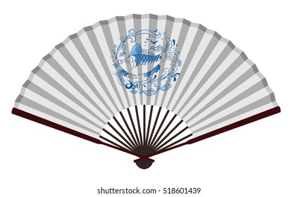 Ancient Traditional Chinese fan with Fish