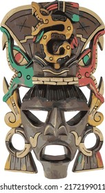 Ancient Traditional  Colorful Mayan Mask