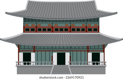 Ancient traditional Korean building illustration