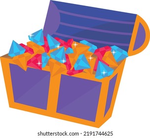 Ancient Treasure Chest Concept, open treasure wooden Box vector color icon design, Deep sea creature symbol, Aquatic Elements Sign, Underwater animal stock illustration