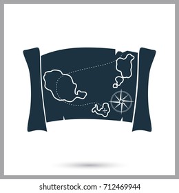 Ancient treasure map simple icon