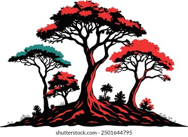 ancient tree illustration in vector