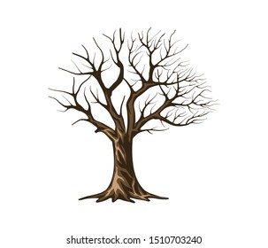 ancient tree vector, hand drawn for dead tree