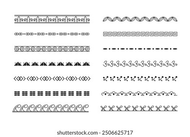 Ancient Tribal Asian Ceramic pattern, Decorative borderline set	
