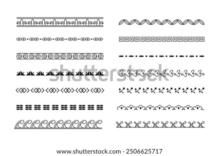 Ancient Tribal Asian Ceramic pattern, Decorative borderline set	
