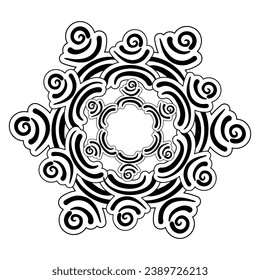 Ancient tribal Magic ethnic symbols. Esoteric mandala. Ritual screen printing . Artistic hand painting. Vector illustration.