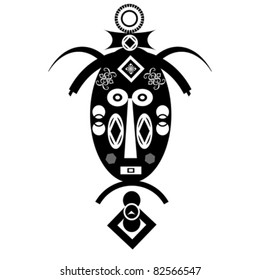 Ancient tribal religious masks on white background