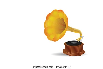 Ancient Turntables isolated on the white background. 
antique record player,accordion,
Old record players on the white background.