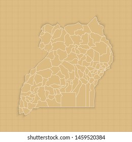 Ancient Uganda map old paper background with space for text. Vector illustration EPS10.