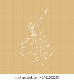 Ancient United Kingdom map old paper background with space for text. Vector illustration EPS10.