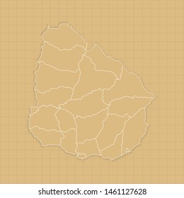 Ancient Uruguay map old paper background with space for text. Vector illustration EPS10.