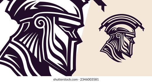 Ancient Valor Revived: Lineart Vector Template for Warrior Logo