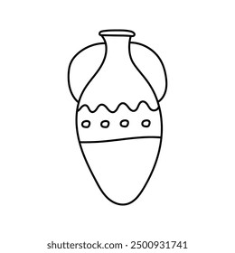 Antiguo jarrón doodle. Ilustración vectorial aislada sobre fondo.