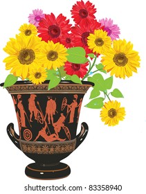 ANCIENT VASE WITH FLOWERS