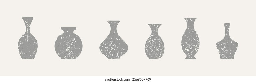 Ancient vase illustration. Vase icons. Vase Silhouettes. Set of different vases. Vase shapes vector illustration