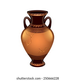 Ancient vase isolated on white photo-realistic vector illustration