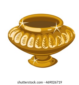 Ancient vase made of gold. Vector illustration.
