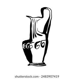 Ancient vase, pitcher, jug, hand drawn, line art, vector illustration