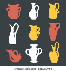 Ancient vases isolated icons vector set