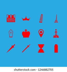 ancient vector set. With hourglass, sword and chest icons in set