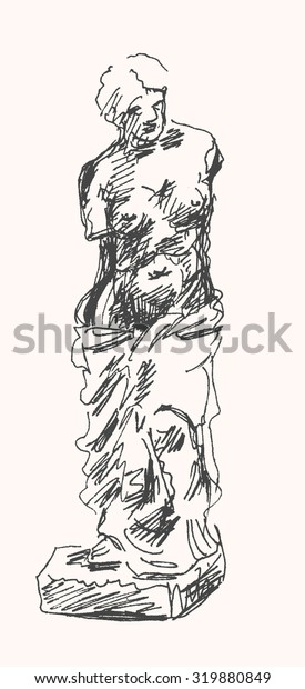 Ancient Venus De Milo Sculpture Sketch Stock Vector (Royalty Free ...