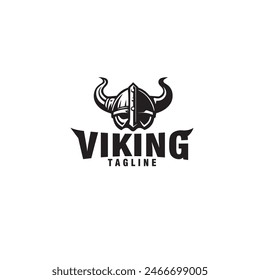 Ancient Viking Armor Helmet Warrior Silhouette Vintage logo design vector illustration