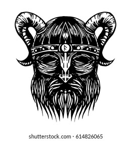 Ancient viking head illustration.