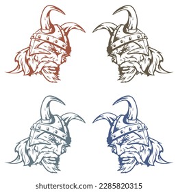 Ancient Viking Head Vector Illustration. Viking Warrior Head
