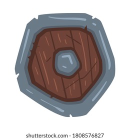 Ancient Viking Shield, Scandinavian, Celtic Solder Weapon Vector Illustration
