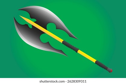 Antigua Ilustración vectorial de hacha vintage para la guerra. icono de arma medieval metálico para el juego