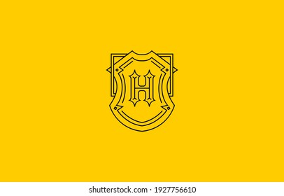 Ancient Vintage Shield Letter H Logo Design Vector Template suitable for personal brand or business company
