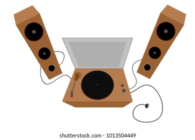 Ancient vinyl . Setting up music. Vector illustration.