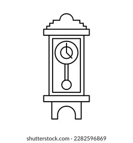 ancient wall clock in outline style. showing four o' clock. isolated on white background. vector illustration.