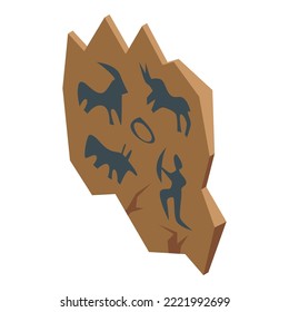 Ancient wall memory image icon isometric vector. Travel paper. Watch notepad